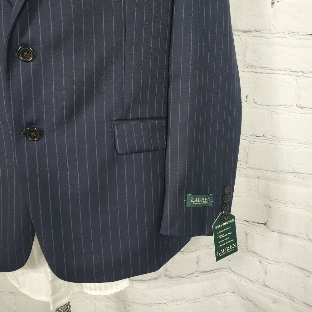 Lauren Ralph Lauren Men's Size 42 S Navy Striped UltraFlex Suit Blazer Jacket - Picture 2 of 12